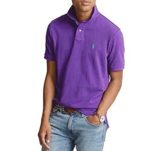Polo Ralph Lauren Men's Short Sleeve Polo Shirt Custom Fit Faded Purple Medium